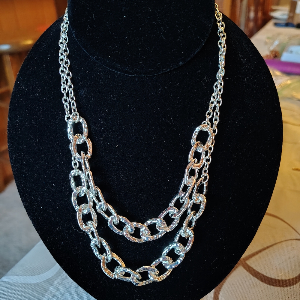 Swarovski Silver Double Chain Necklace